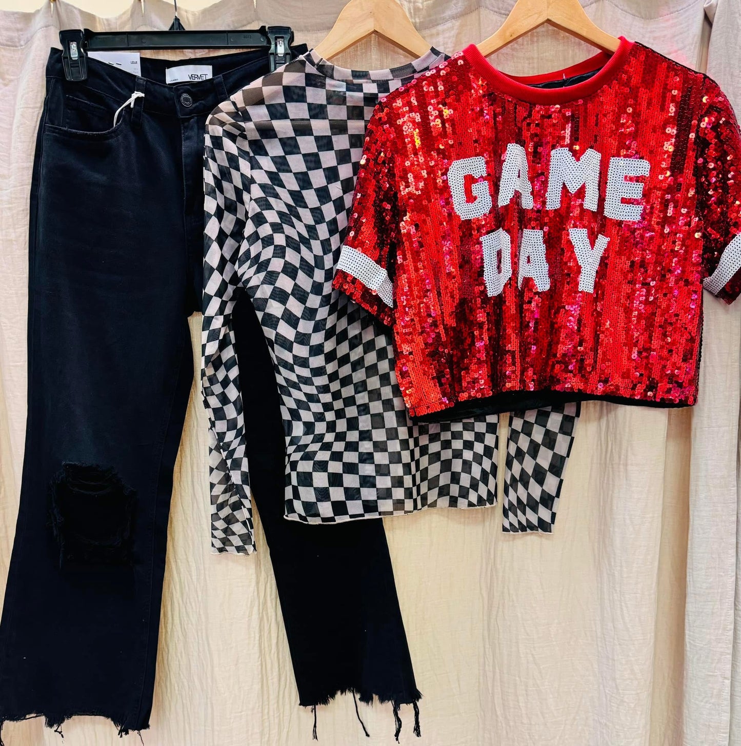 RED GAME DAY SEQUIN TOP