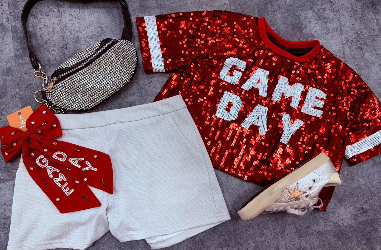RED GAME DAY SEQUIN TOP