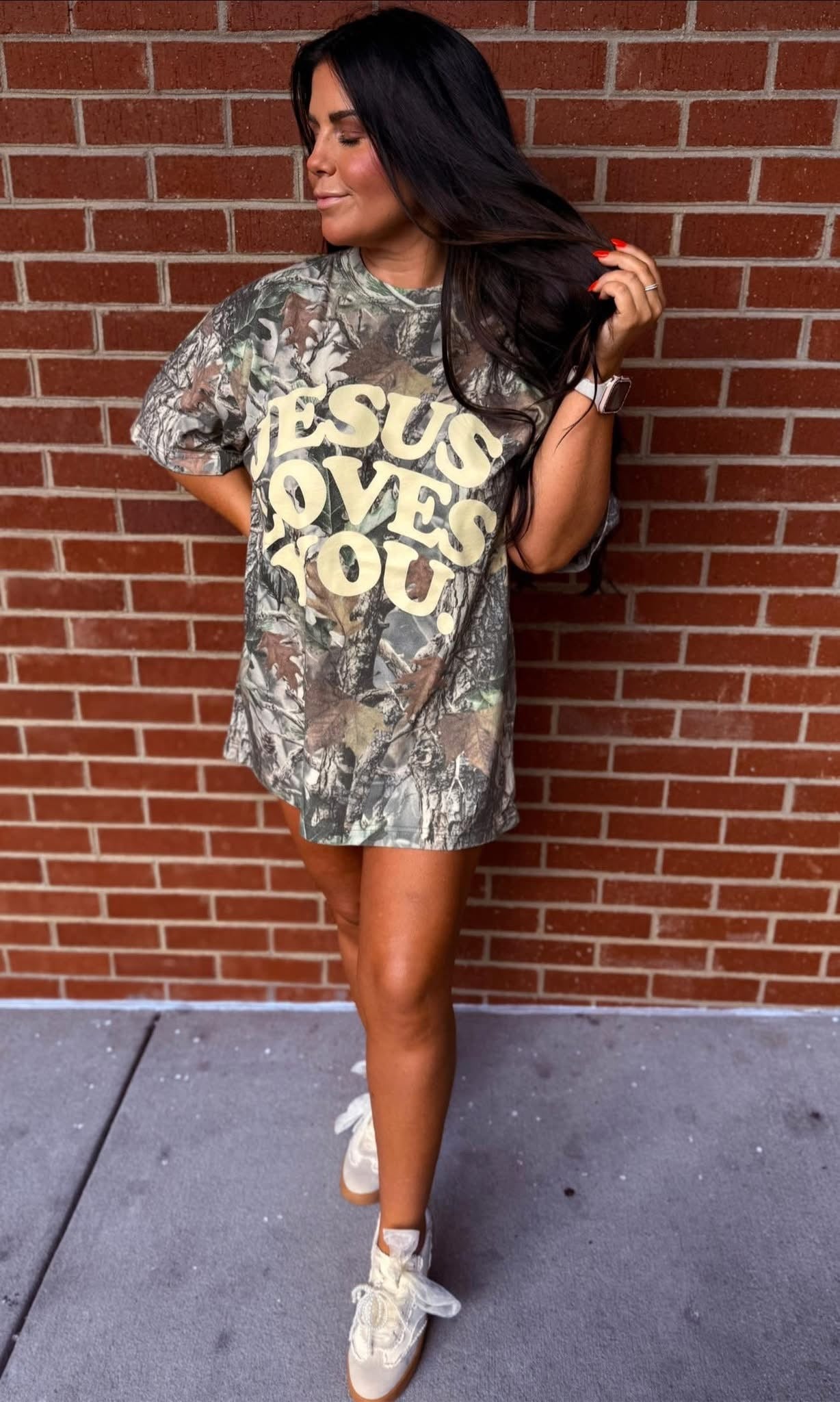 Jesus Loves You Heavyweight Oversized Camo Tee