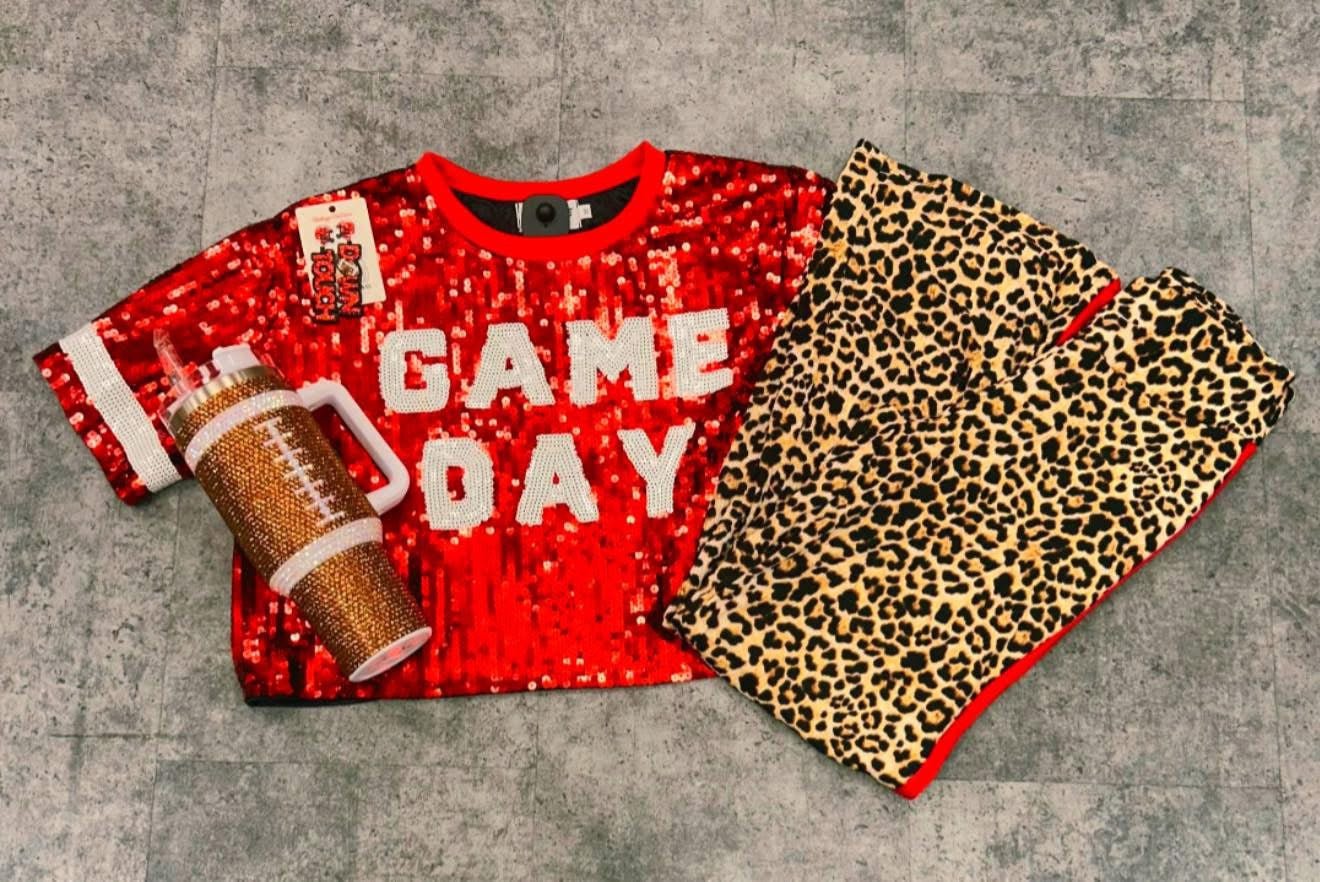 RED GAME DAY SEQUIN TOP