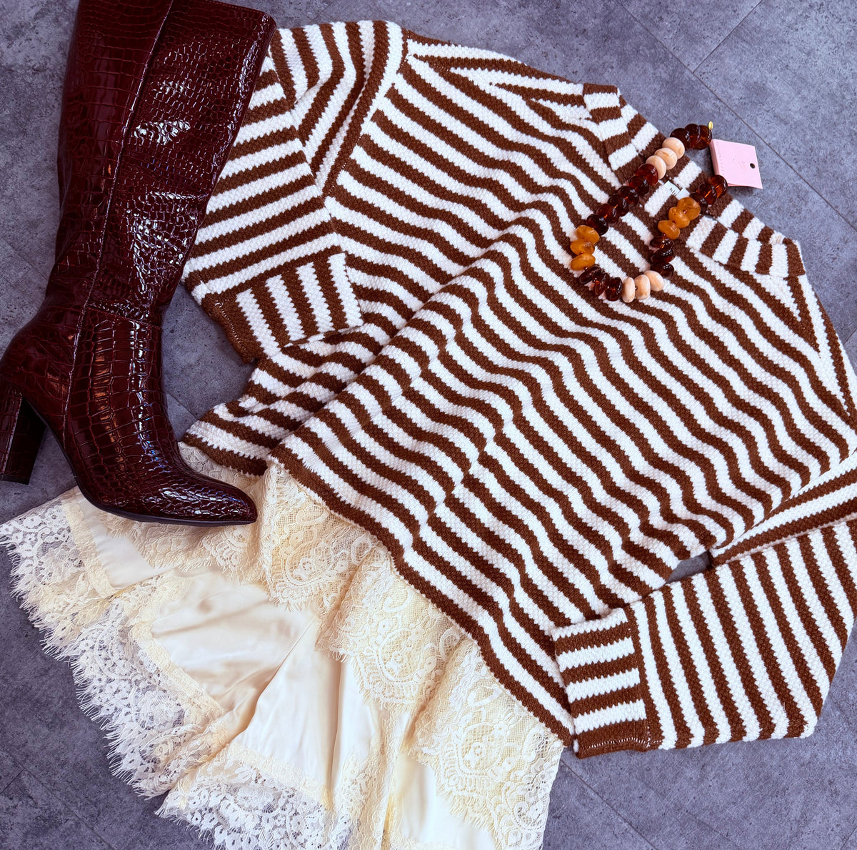Rust & Romance Striped Knit Sweater