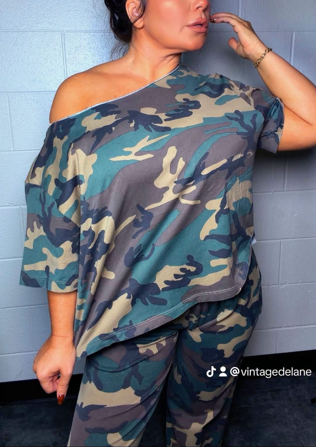 Caught in Camo Oversized Top
