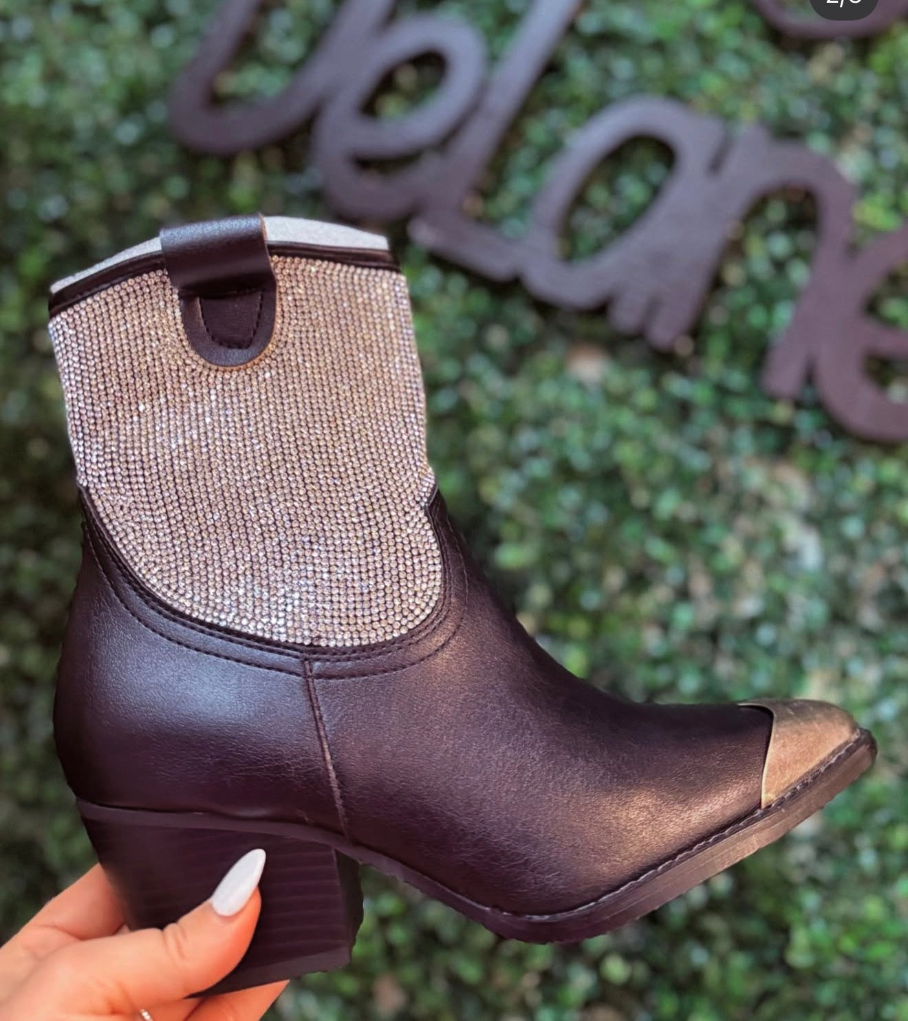The Midnight Rhinestone Bootie