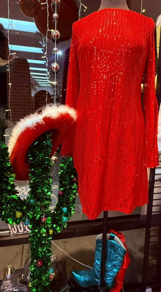 Santa Baby Sequin Bow Dress