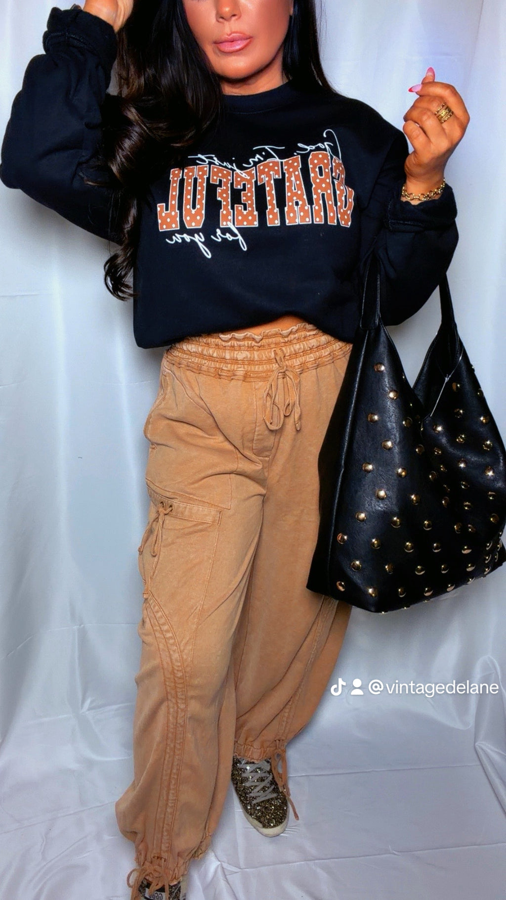 Rebel Luxe Studded Hobo Bag