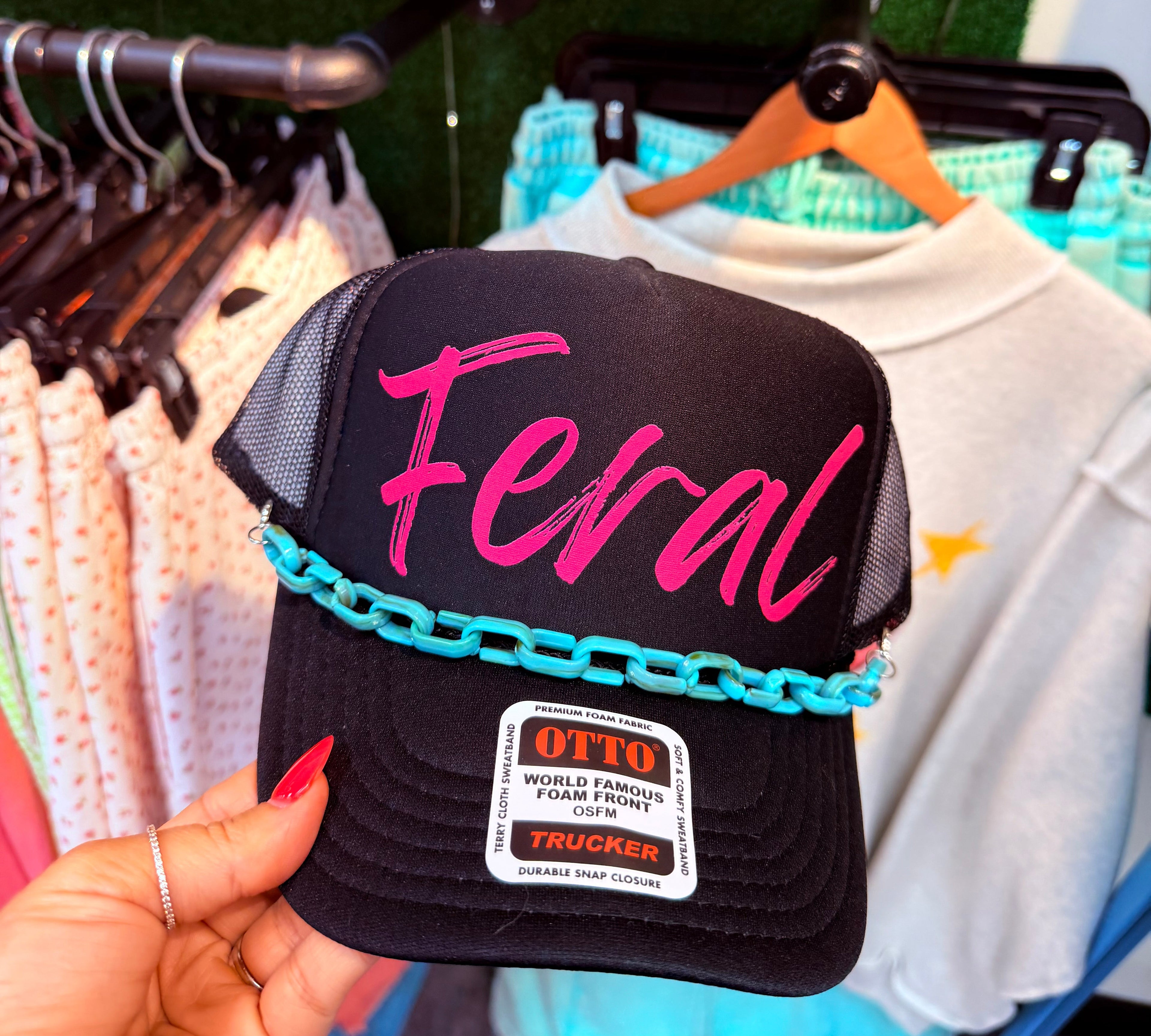 Feral Turquoise Chain Trucker Hat