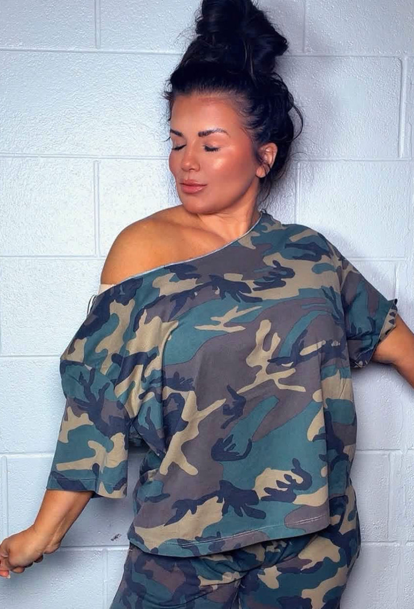 Caught in Camo Oversized Top