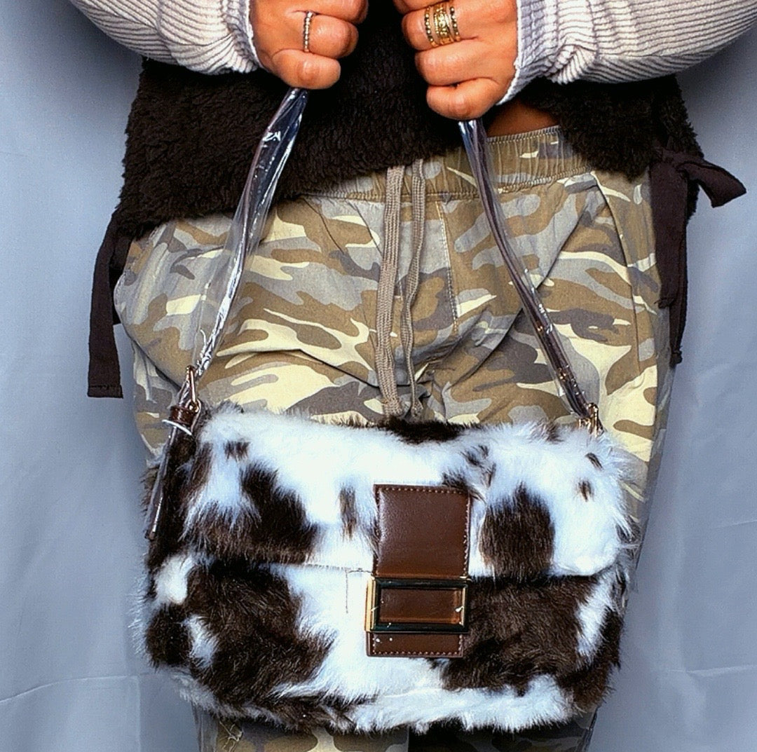 Rodeo Romance Cow Print Shoulder Bag