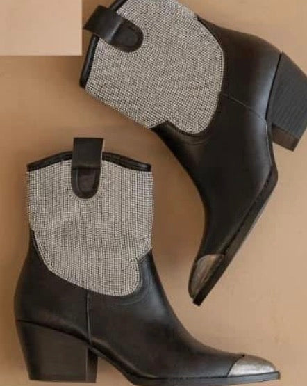 The Midnight Rhinestone Bootie