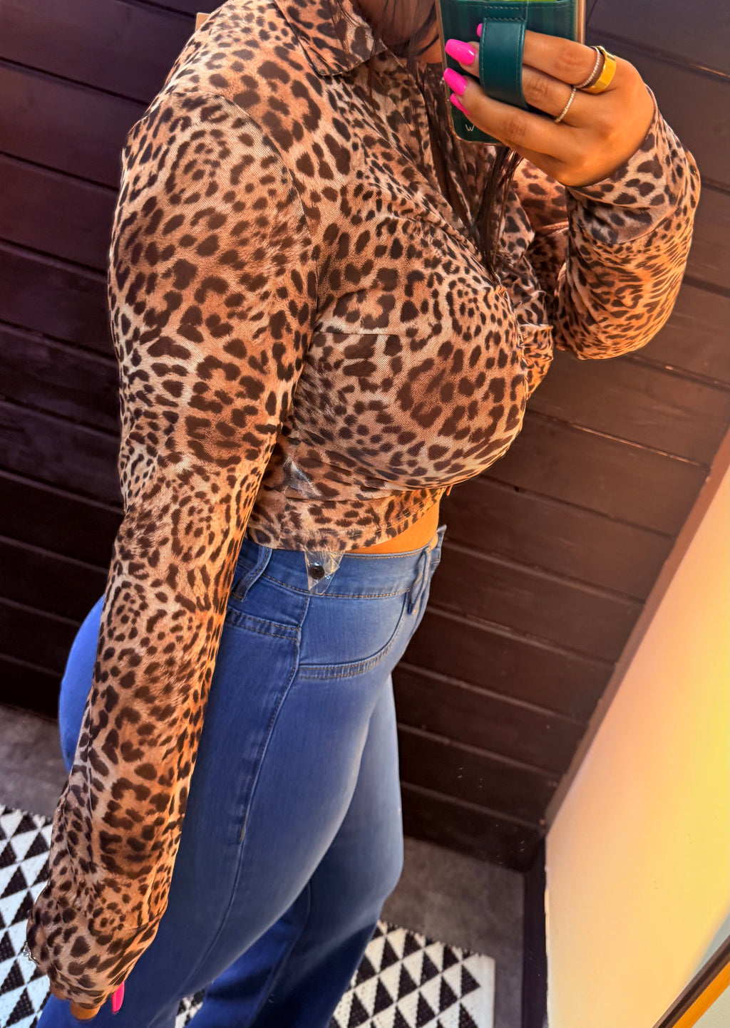 Leopard Luxe Button Top