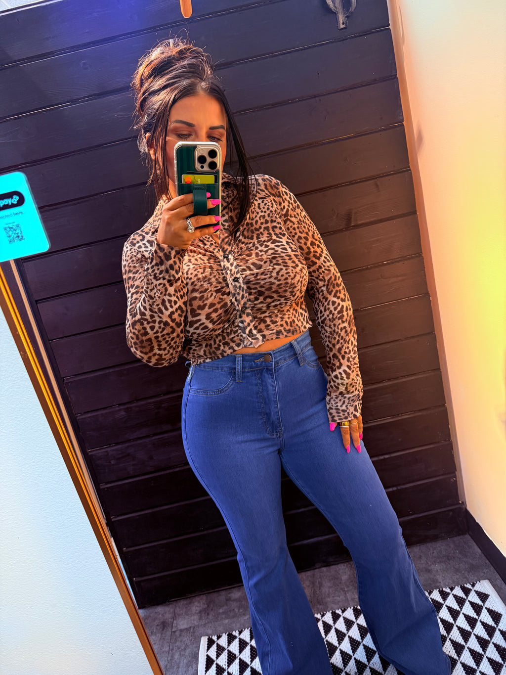 Leopard Luxe Button Top