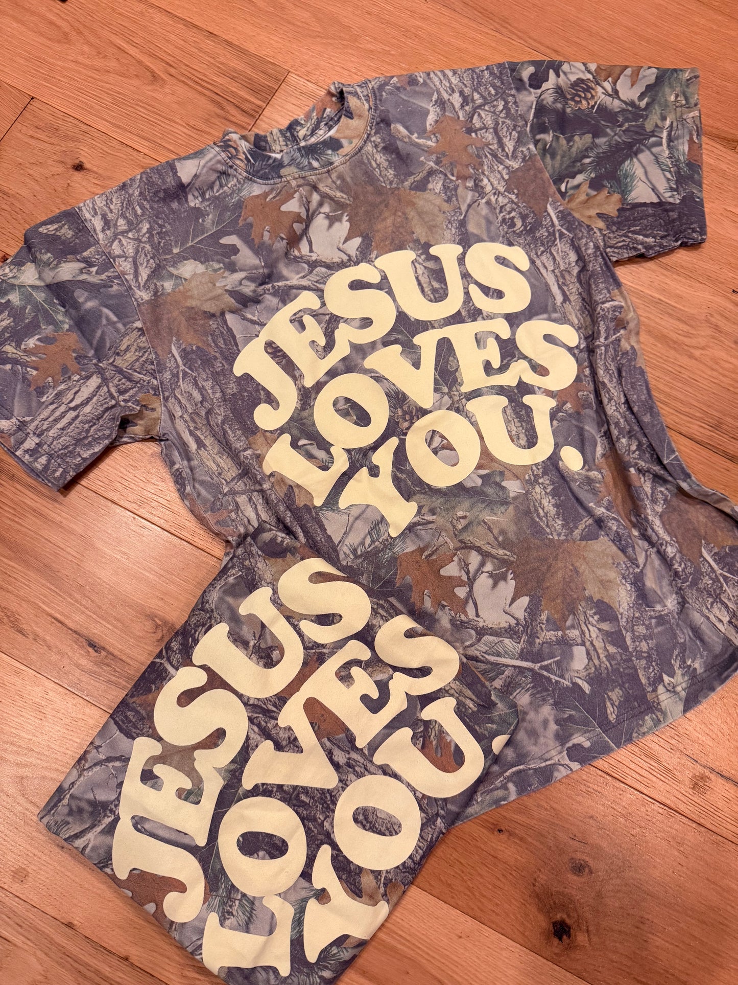 Jesus Loves You Heavyweight Oversized Camo Tee