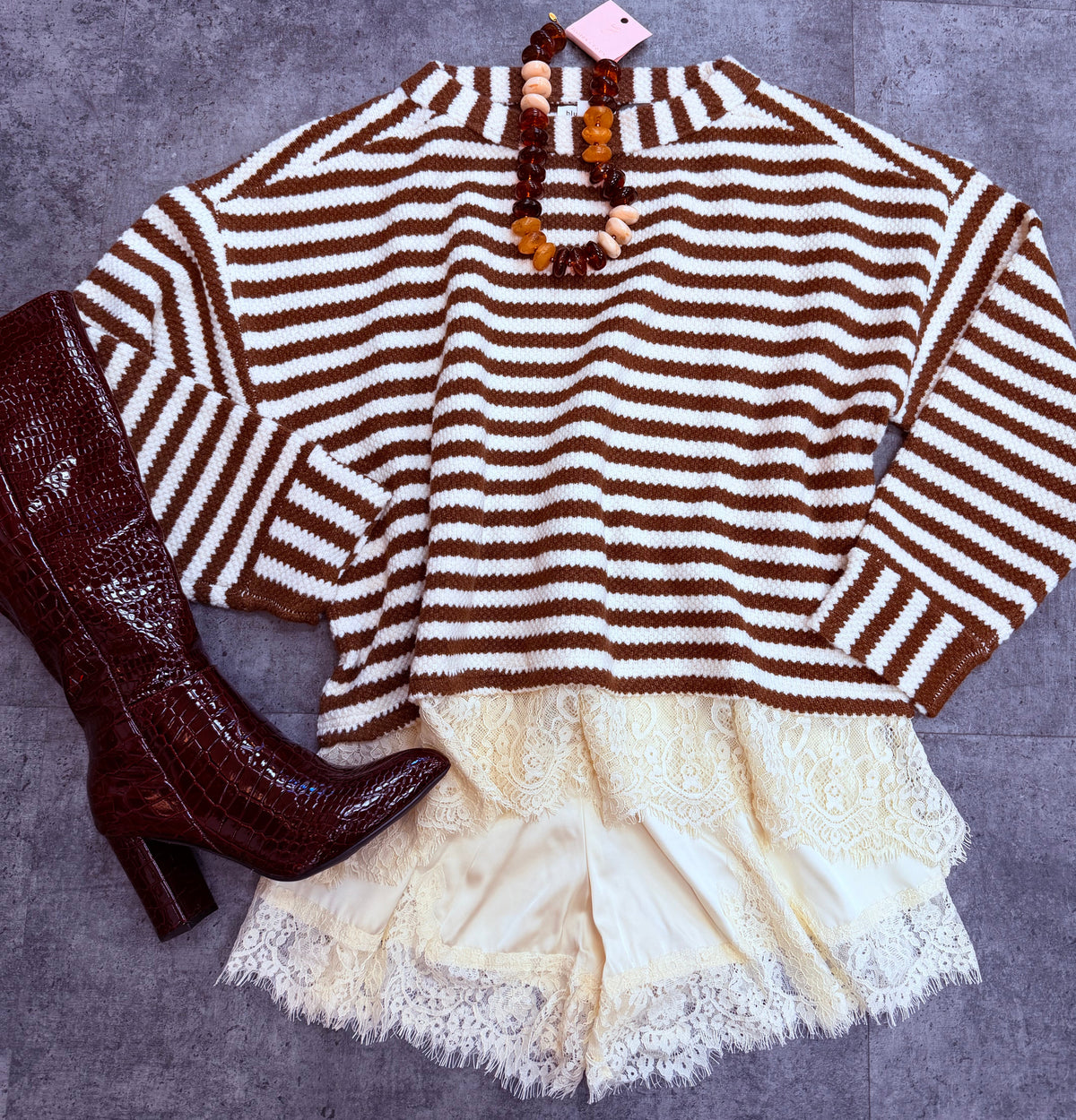 Rust & Romance Striped Knit Sweater