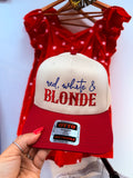 Red, White & Blonde Trucker Hat
