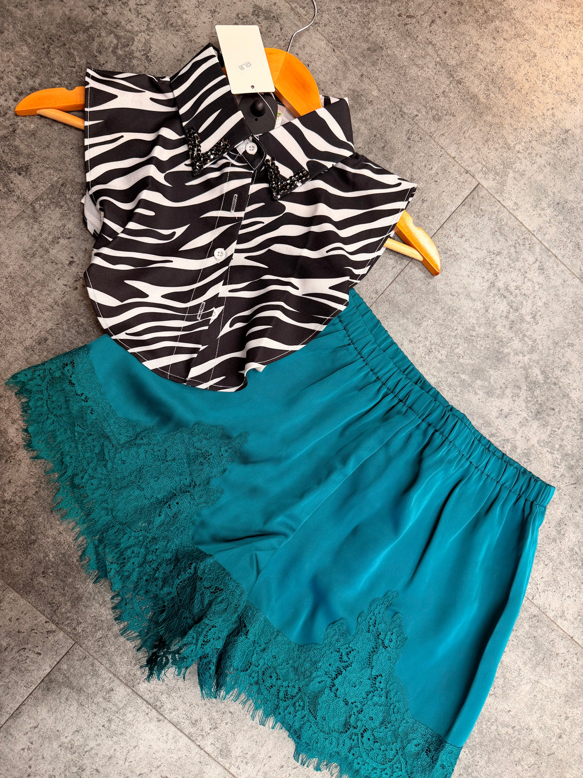 Turquoise Temptation Lace Shorts