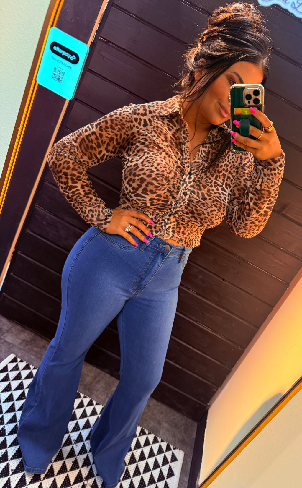 Leopard Luxe Button Top