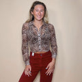 Leopard Luxe Button Top