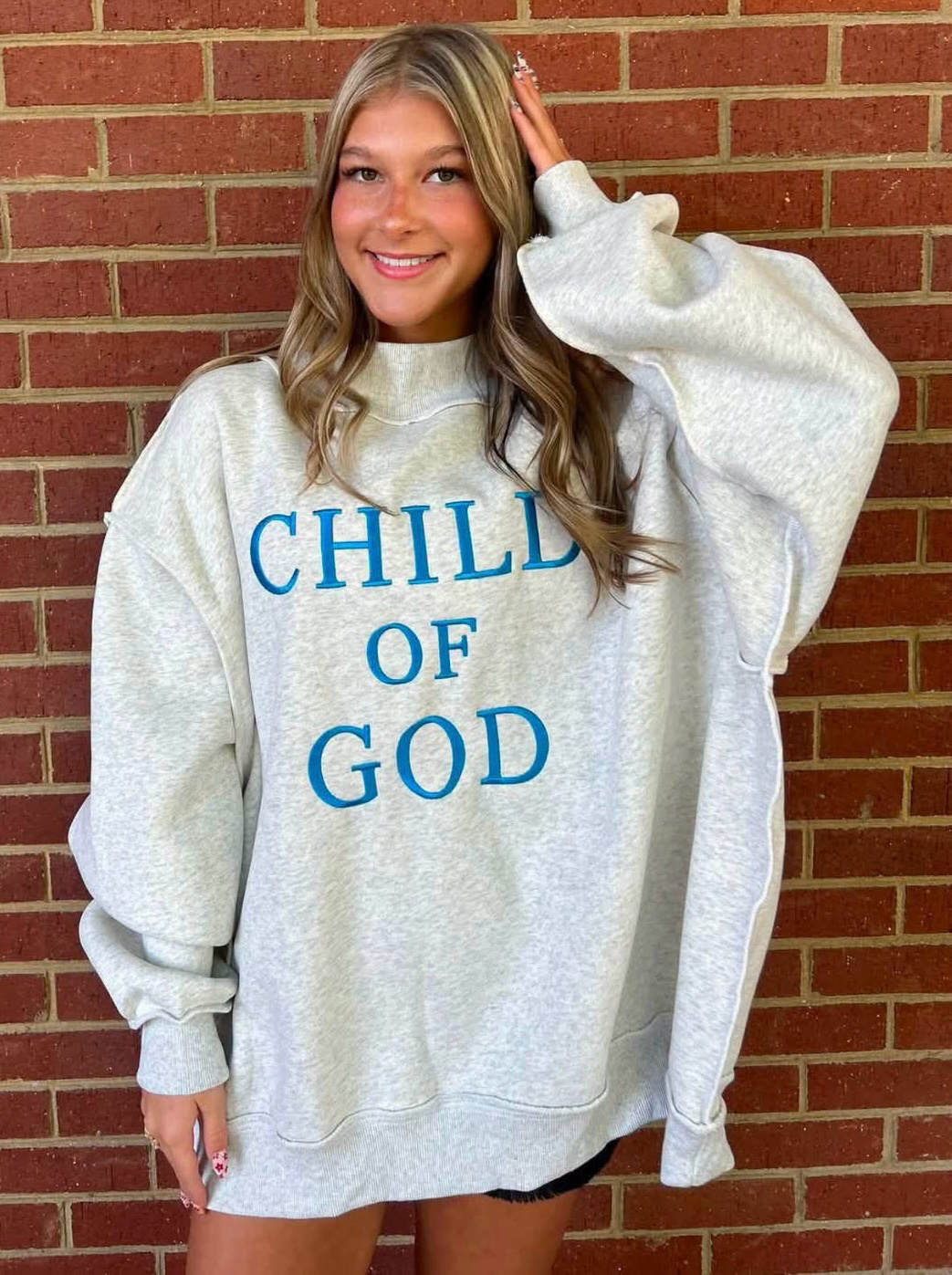 Child of God Embroidered Mockneck